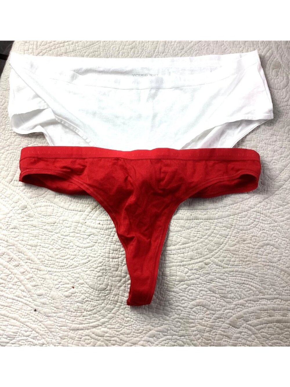 Victorias Secret Sexy Sissy White Hippy Bikini Panties XL NWOT*Red Thong L NWT